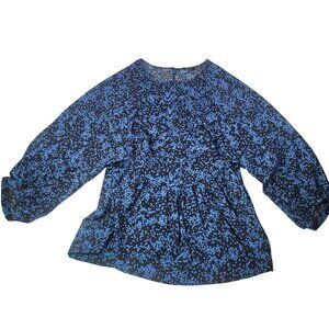 Walter Baker Blue Black Long Sleeve Printed Blouse No Size Tag See Measurements